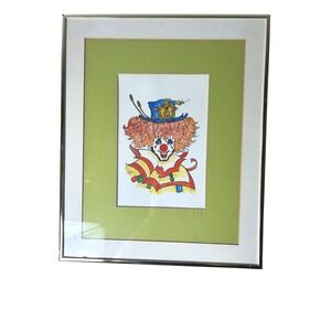 1950's Jiri Signed & Numbered Watercolor Happy Clown  Mid Century RARE!